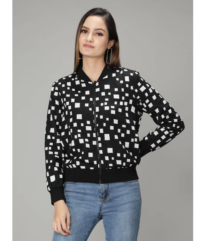    			NUEVOSDAMAS Polyester Blend Black Bomber Jackets Single