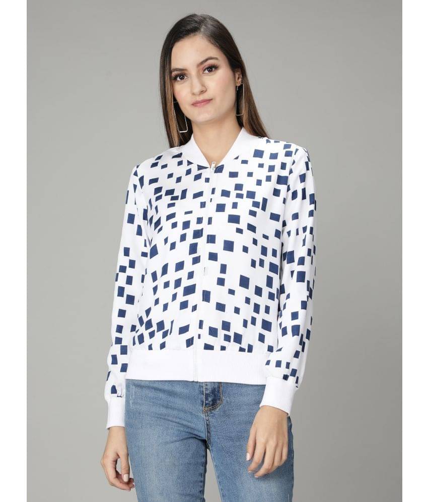     			NUEVOSDAMAS Polyester Blend White Bomber Jackets Single