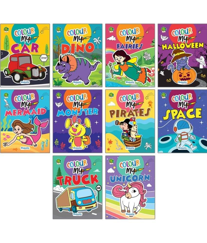 Copy Colour Book With Crayons : Set Of 10 Books (Car, Truck, Fairies, Halloween, Mermaid, Monster, Pirates, Space And Unicorn) , Gift Set For Kids, 2 Yrs Above Copy Colour Book With Crayons : Set Of 10 Books (Car, Truck, Fairies, Halloween, Mermaid, Monster, Pirates, Space And Unicorn) , Gift Set For Kids, 2 Yrs Above