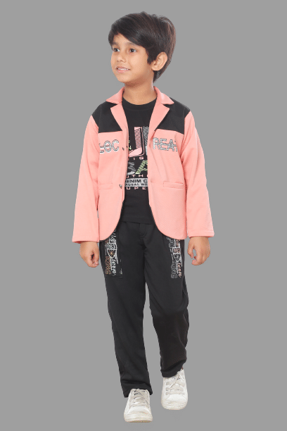     			DKGF Fashion Pack of 1 Boys Cotton Blend Shirt & Pants Set ( Pink )