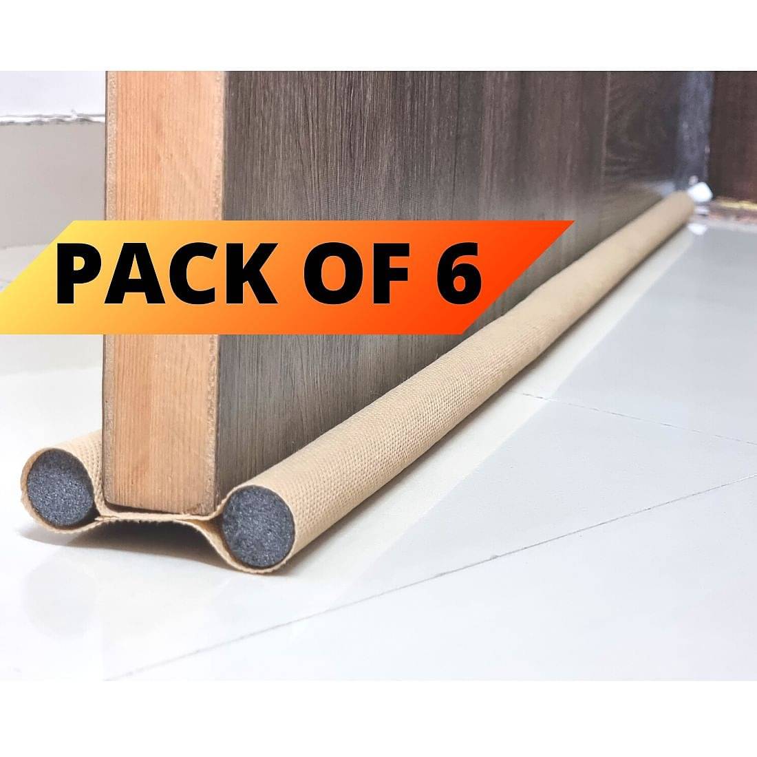     			Door Bottom Sealing Strip Guard for Home Twin Under Door Draft Fabric Cover Gap Sealer - Stops Light/Dust/Cool-Hot Air Escape Sound-Proof Reduce Noise (Size-39 inch) PACK OF 6 Floor Mounted Door Stopper (CREAM)