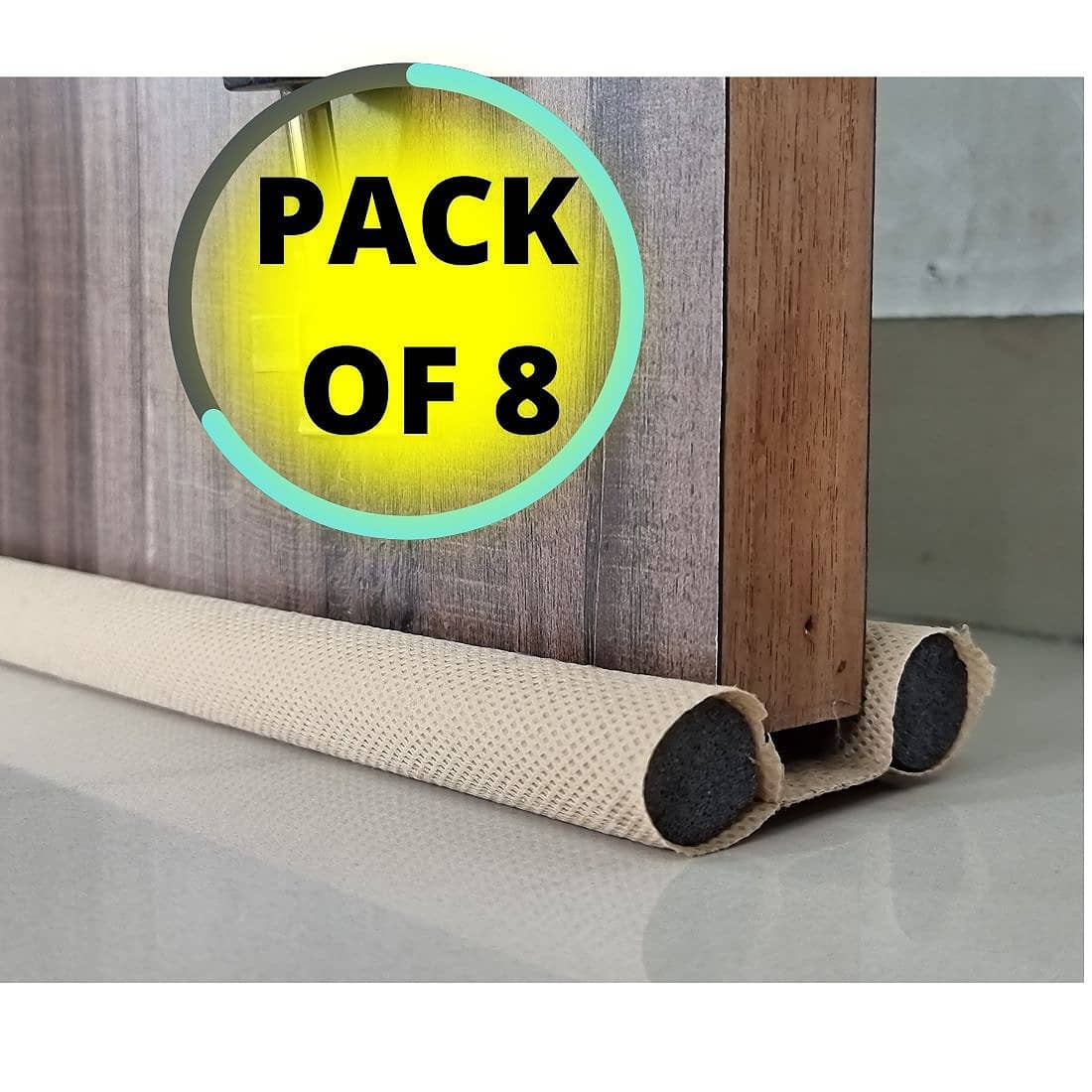 Door Bottom Sealing Strip Guard for Home Twin Under Door Draft Fabric Cover Gap Sealer - Stops Light/Dust/Cool-Hot Air Escape Sound-Proof Reduce Noise (Size-39 inch) -PACK OF 8 Floor Mounted Door Stopper  (CREAM)