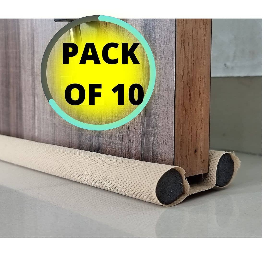 Door Bottom Sealing Strip Guard for Home Twin Under Door Draft Fabric Cover Gap Sealer - Stops Light/Dust/Cool-Hot Air Escape Sound-Proof Reduce Noise (Size-39 inch) -PACK OF 10 Floor Mounted Door Stopper  (CREAM)
