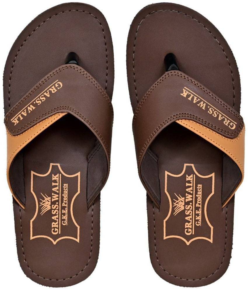     			GRASS WALK - Brown Men's Leather Slipper