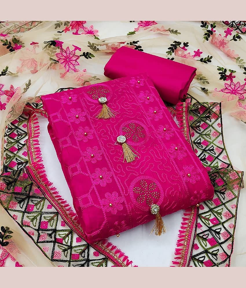 Gazal Fashions - Unstitched Pink Cotton Dress Material ( Pack of 1 ) - Unstitched Fabrics | Buy online on ZillyBuy
