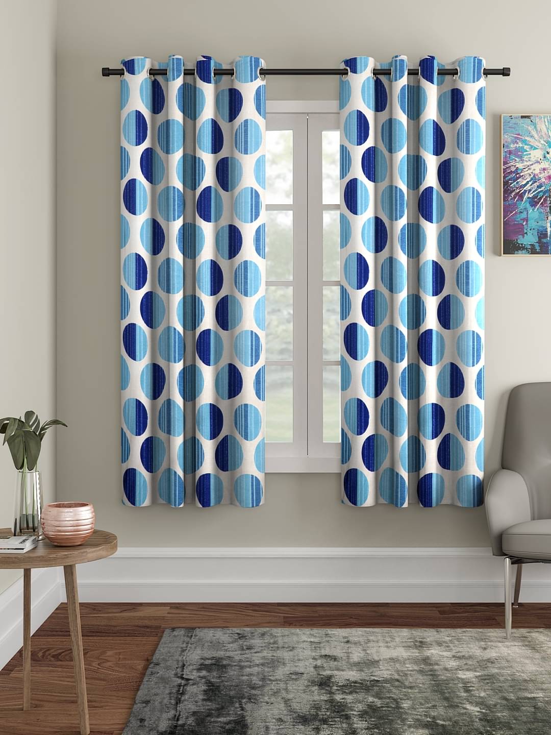 Cortina - Geometric Printed Room Darkening Eyelet Curtain-5 Ft-pack of 2 Cortina - Geometric Printed Room Darkening Eyelet Curtain-5 Ft-pack of 2