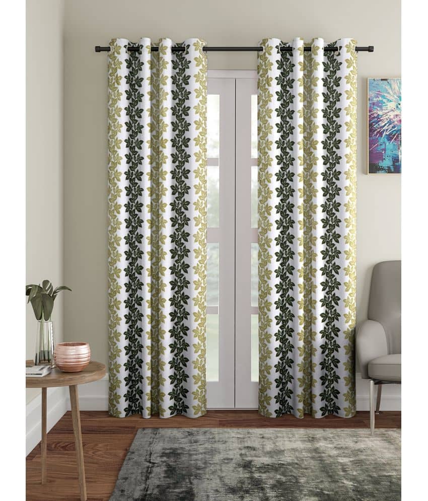 Cortina - Nature Printed Room Darkening Eyelet Curtain-7 Ft-pack of 2