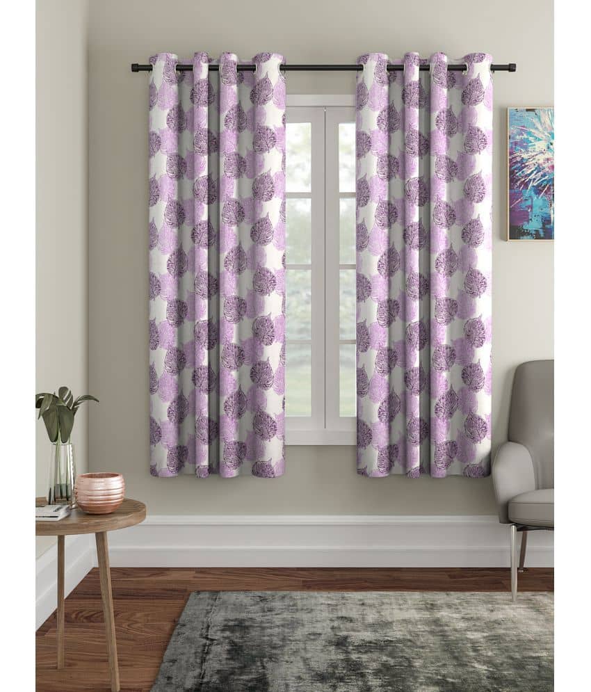Cortina - Nature Printed Room Darkening Eyelet Curtain-5 Ft-pack of 2