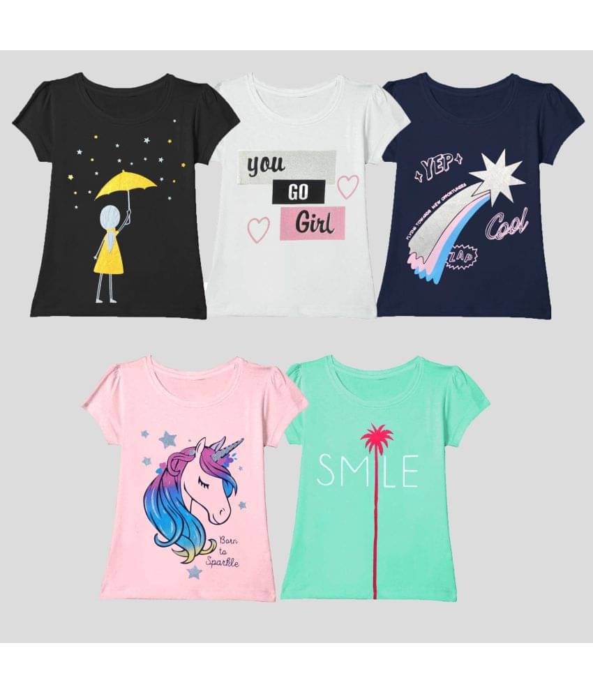     			Kuchipoo Pack of 5 Girls Cotton Blend T-Shirt ( Multicolor3 )