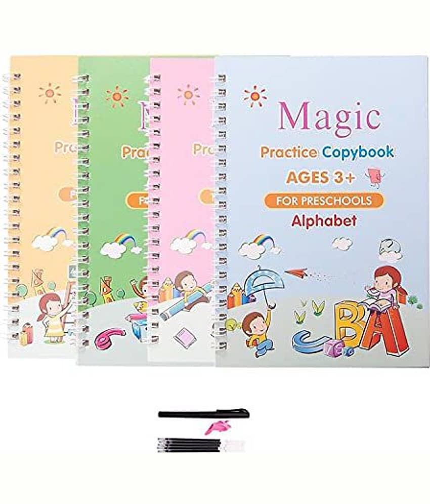 Magic Practice Copybook, (4 BOOK + 10 REFILL+ 1 Pen +1 Grip) Number Tracing, Sank Magic Practice Copy - Stationery | Buy online on ZillyBuy