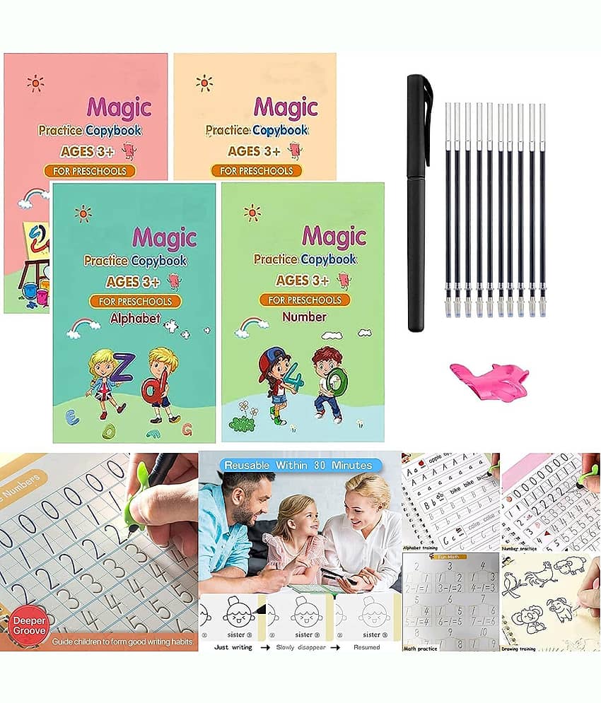 Magic Reused Practice Copybook For Kids Calligraphy Handwriting Exercise 4 Book Drawing Books Magic Pen Magic Hand Writing Copy Book For Kids - Stationery | Buy online on ZillyBuy