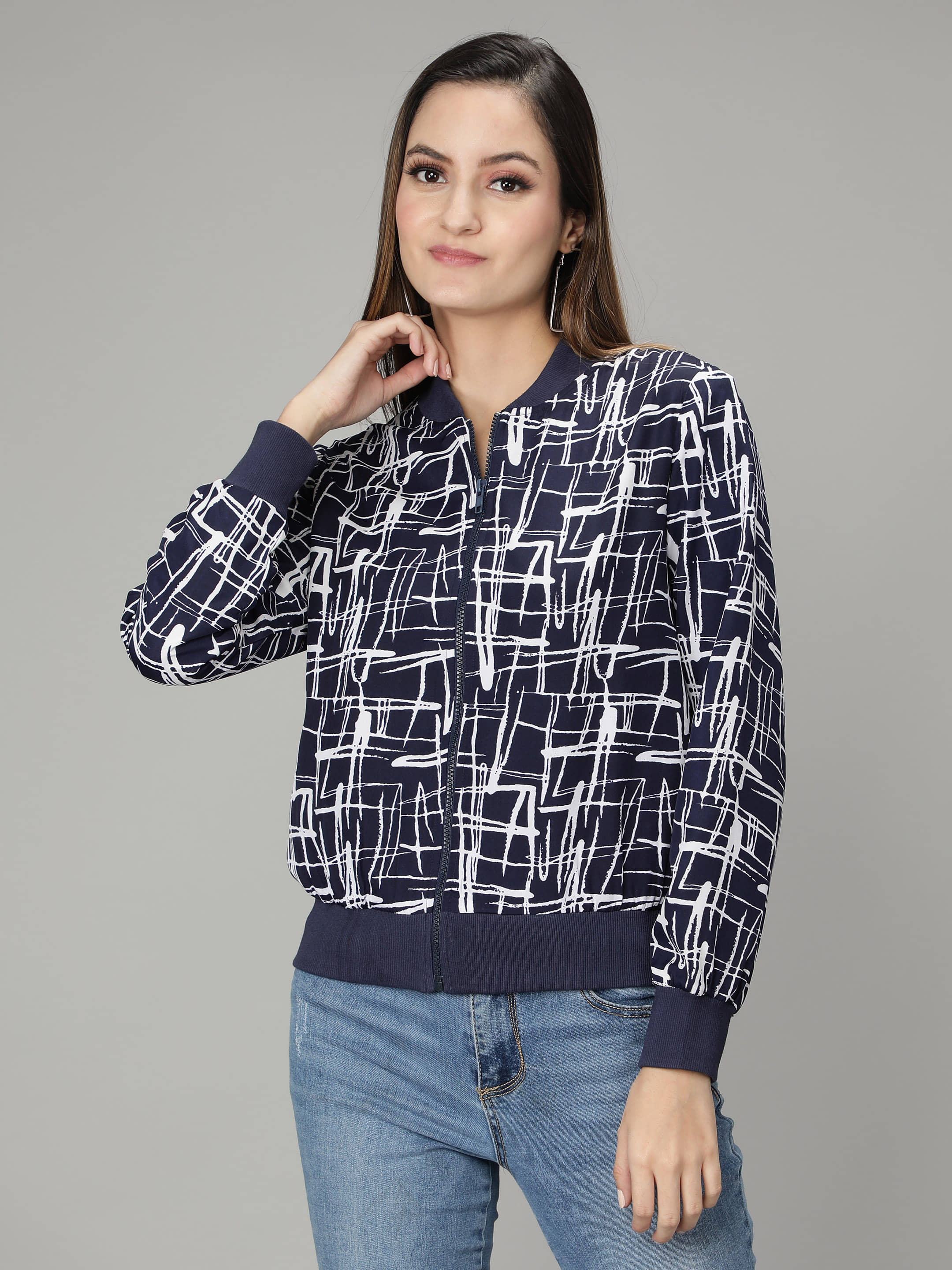 NUEVOSDAMAS Polyester Blend White Bomber Jackets Single - Jackets & Coats | Buy online on ZillyBuy