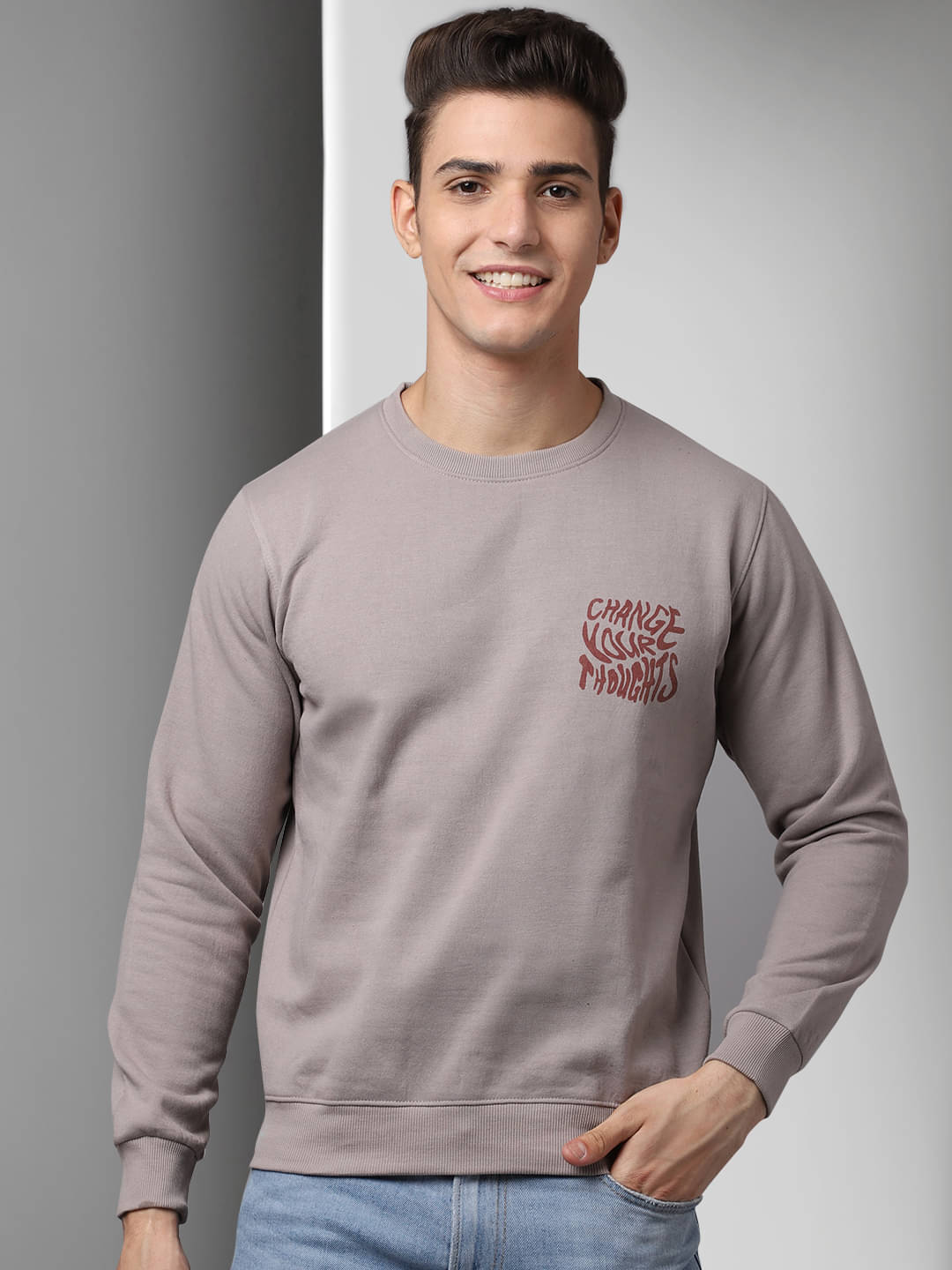 OBAAN - Grey Fleece Regular Fit Men's Sweatshirt ( Pack of 1 ) OBAAN - Grey Fleece Regular Fit Men's Sweatshirt ( Pack of 1 )