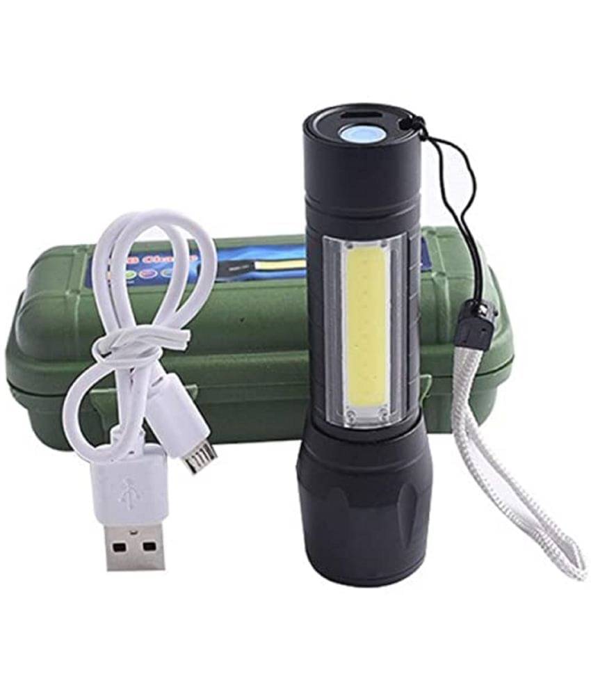 Penyan™ LED Flashlight with COB Light Mini Waterproof Portable LED XPE COB Flashlight - 13W Rechargeable Flashlight Torch (Pack of 1) Penyan™ LED Flashlight with COB Light Mini Waterproof Portable LED XPE COB Flashlight - 13W Rechargeable Flashlight Torch (Pack of 1)