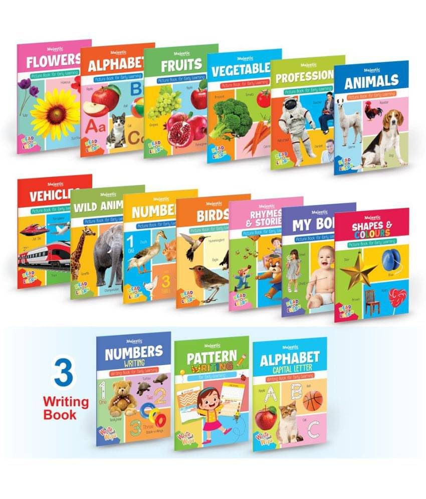 Picture Books Collection for Early Learning + Number, Pattern and Alphabet Writing Books - Set of 16 Books for Preschool and Giftset For Kids - Paperback Picture Books Collection for Early Learning + Number, Pattern and Alphabet Writing Books - Set of 16 Books for Preschool and Giftset For Kids - Paperback