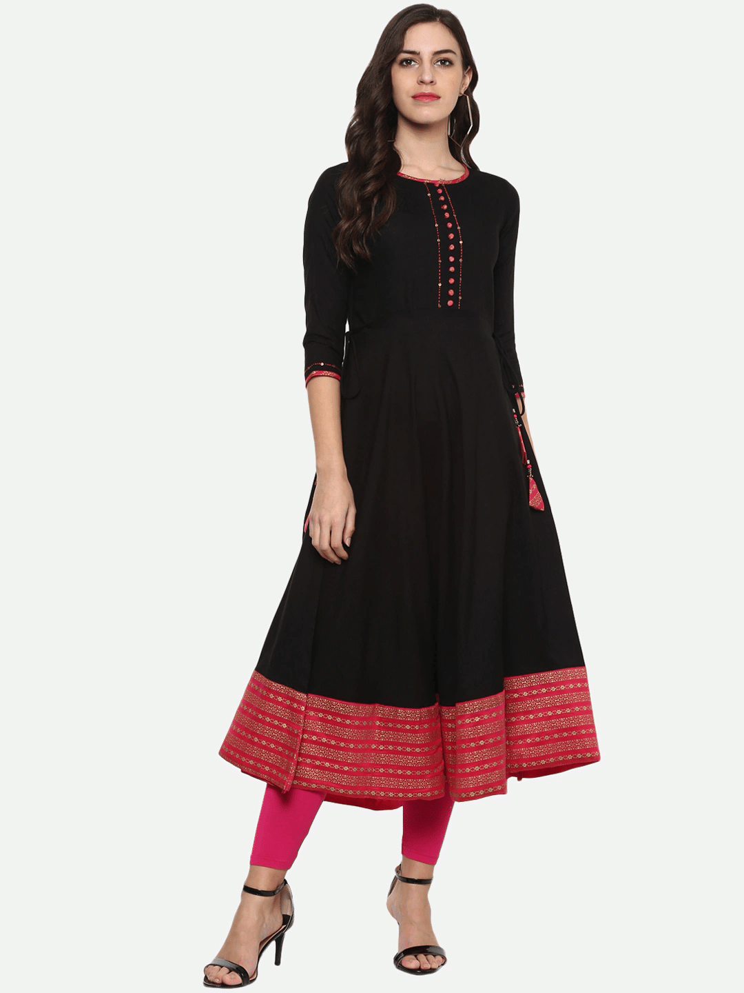 Yash Gallery - Black Rayon Women's Jacket Style Kurti ( Pack of 1 ) - Kurtis, Tunics | Buy online on ZillyBuy
