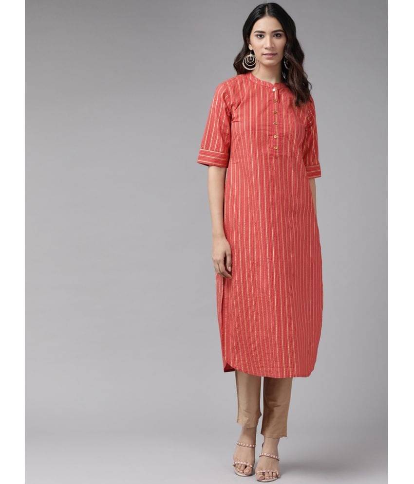     			Yash Gallery - Red Cotton Women's Straight Kurti ( Pack of 1 )