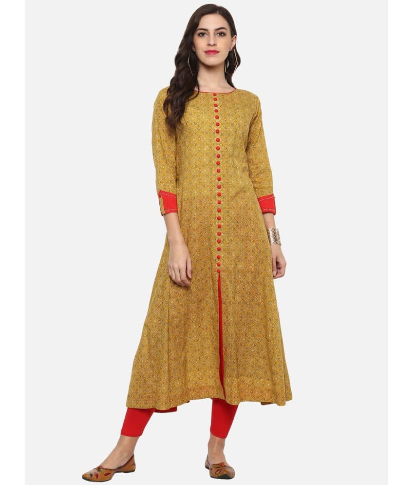 Yash Gallery - Yellow Cotton Women's Front Slit Kurti ( Pack of 1 ) - Kurtis, Tunics | Buy online on ZillyBuy