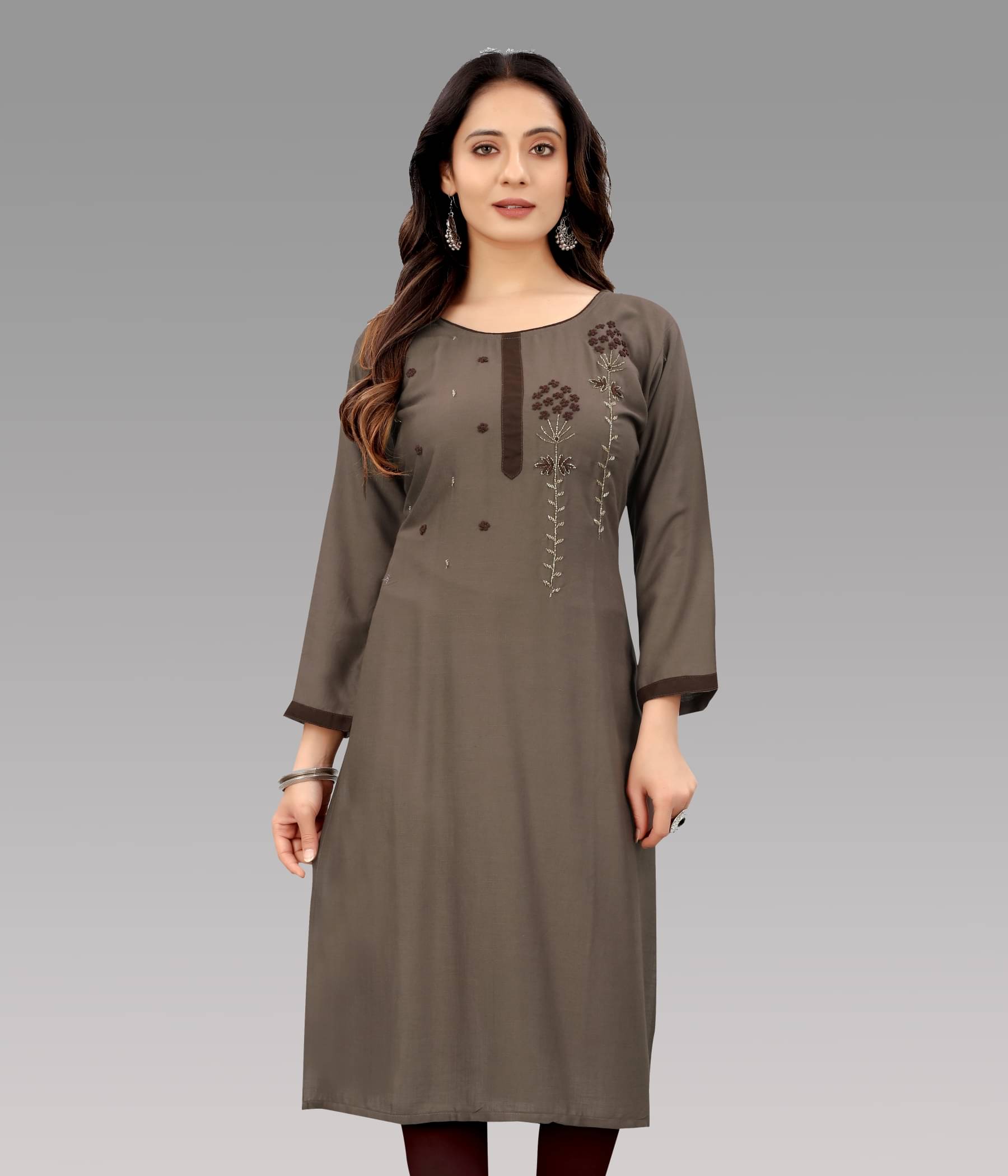 dk life style - Dark Grey Rayon Women's Straight Kurti ( Pack of 1 ) dk life style - Dark Grey Rayon Women's Straight Kurti ( Pack of 1 )
