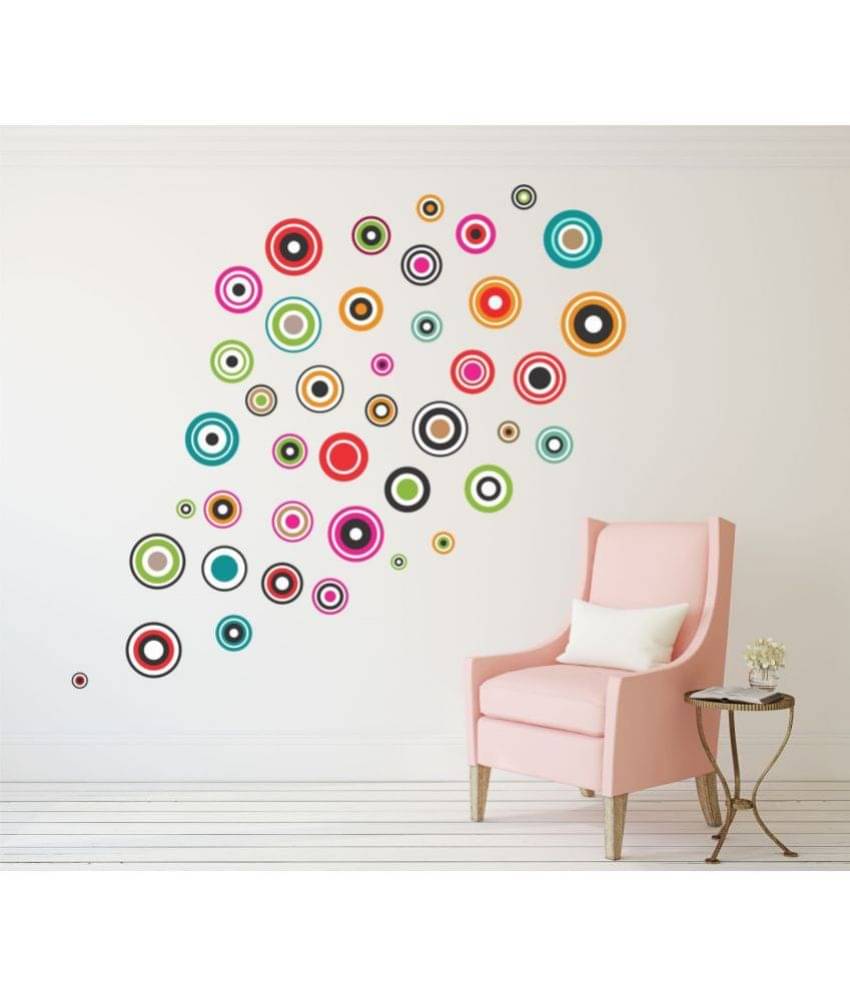     			Asmi Collection Beautiful Self Adhesive Vinyl Circles Wall Sticker ( 115 x 125 cms )