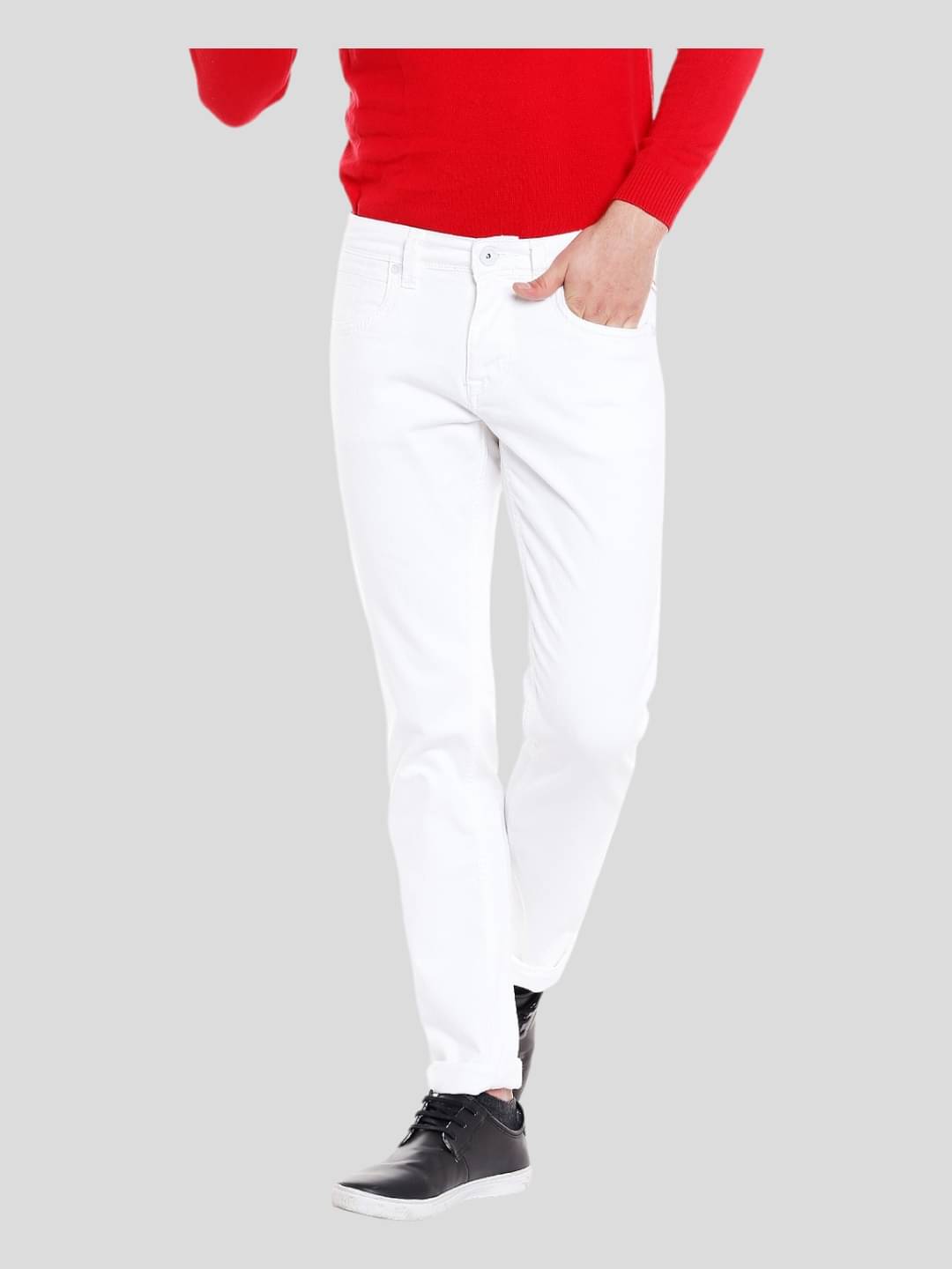     			Calcium - White Cotton Blend Slim Fit Men's Jeans ( Pack of 1 )