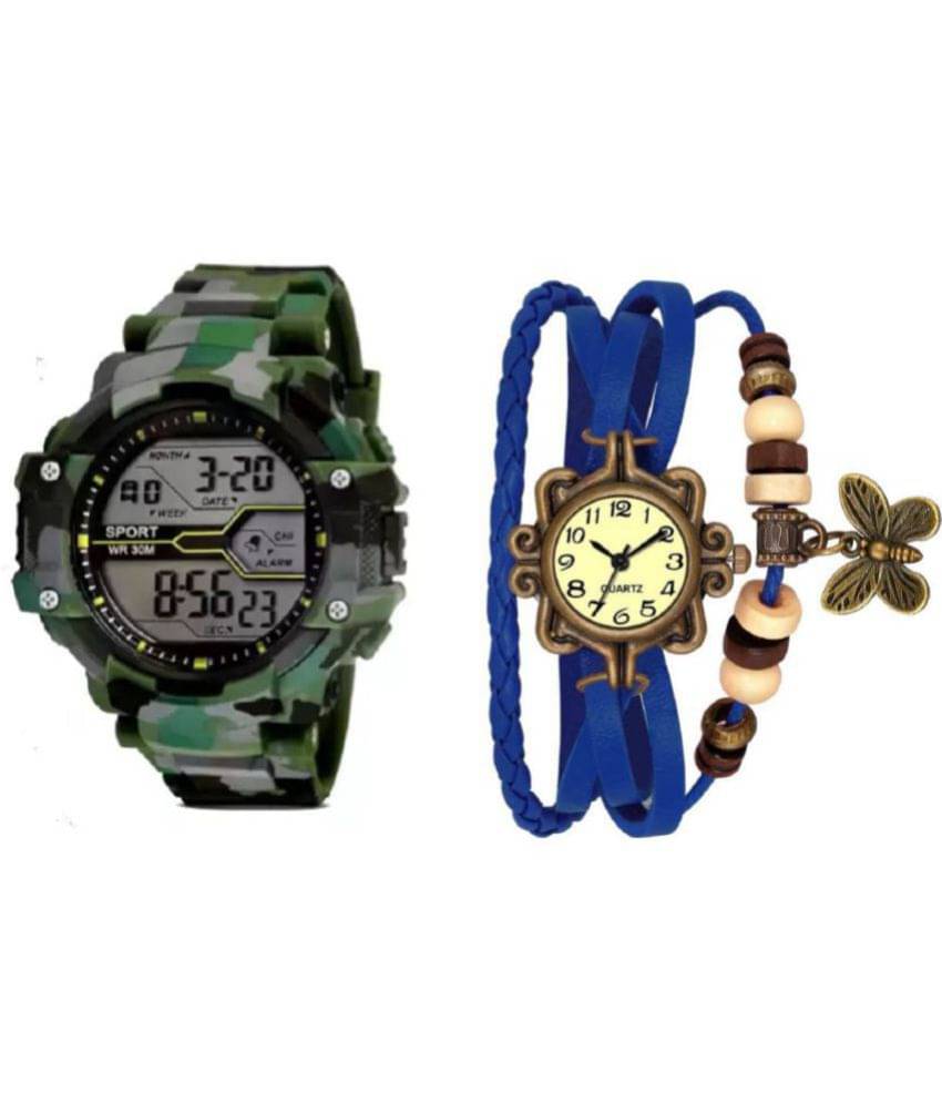     			Cosmic - Multicolor PU Analog-Digital Couple's Watch