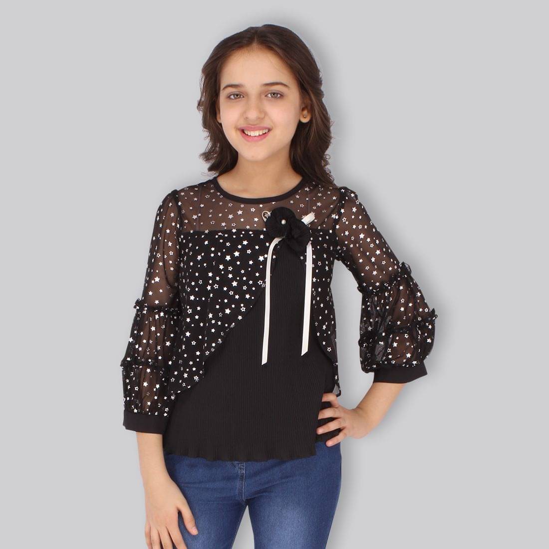    			Cutecumber Pack of 1 Girls Georgette Top ( Black )