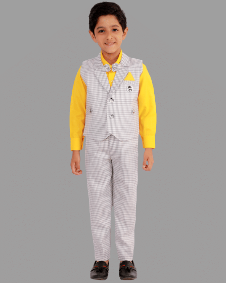     			DKGF Fashion Pack of 1 Boys Cotton Blend Shirt & Pants Set ( Yellow )