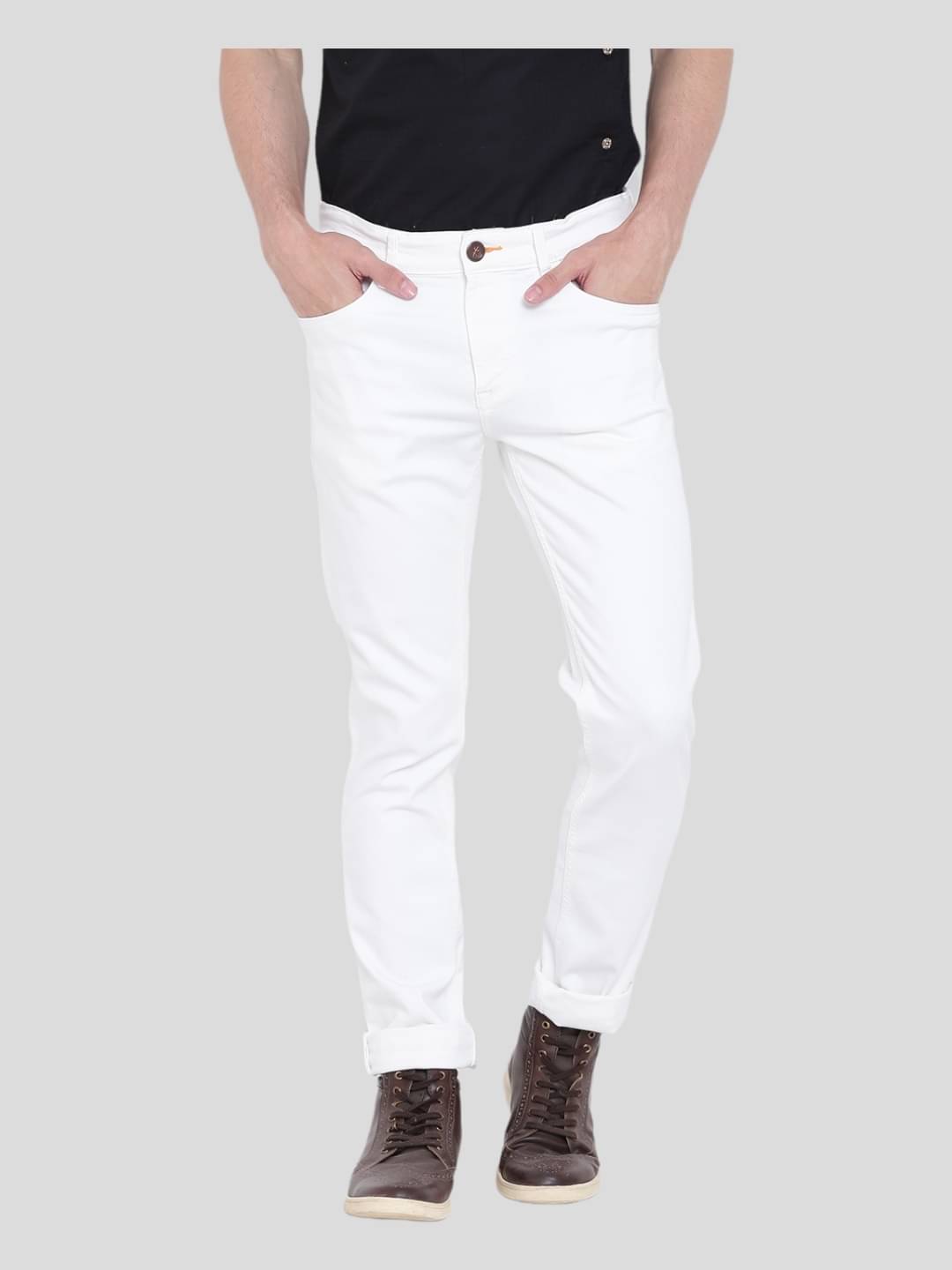     			HALOGEN - White Cotton Blend Slim Fit Men's Jeans ( Pack of 1 )