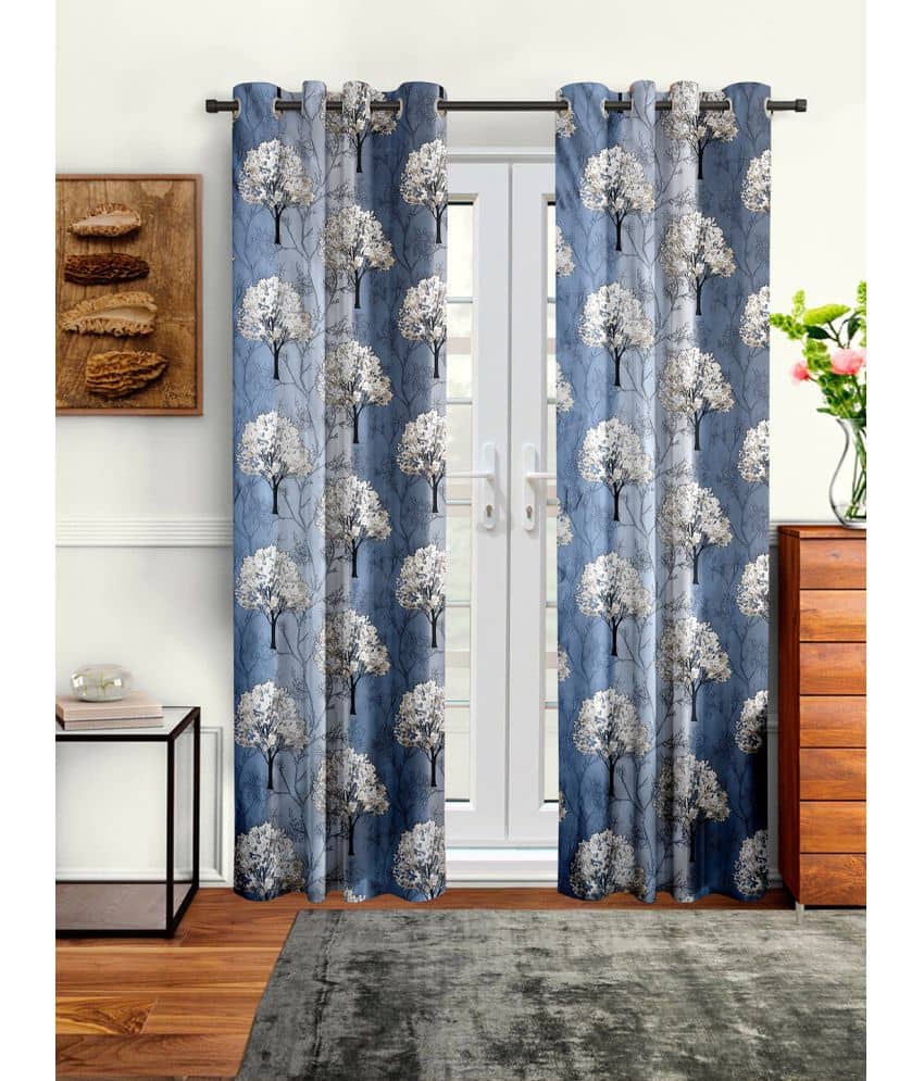 Cortina - Nature Printed Room Darkening Eyelet Curtain-9 Ft-pack of 2