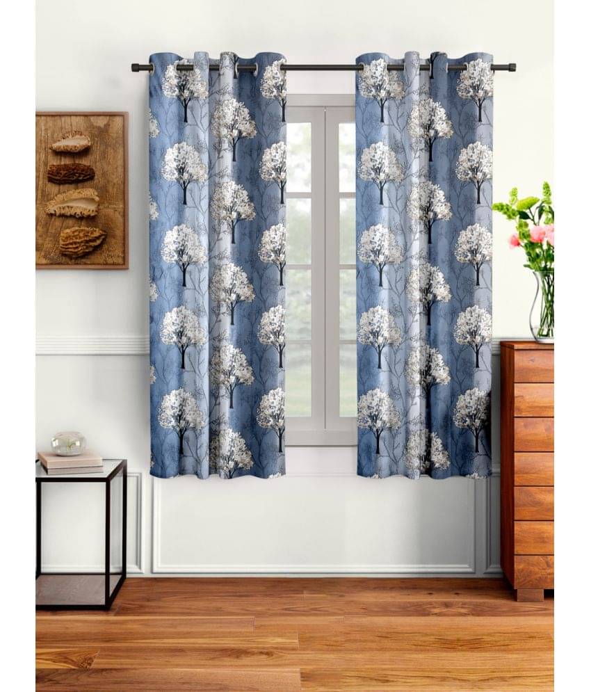     			Cortina - Nature Printed Room Darkening Eyelet Curtain-5 Ft-pack of 2