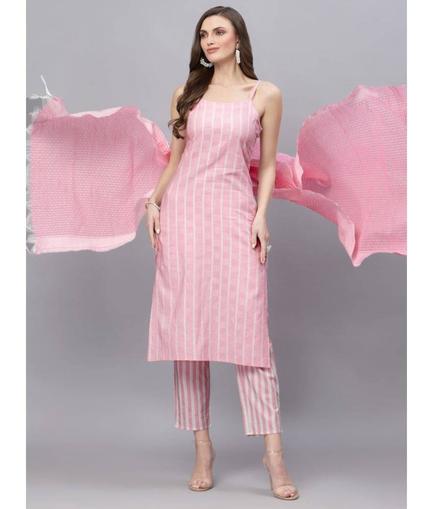    			Stylum - Pink Straight Cotton Blend Women's Stitched Salwar Suit ( Pack of 1 )