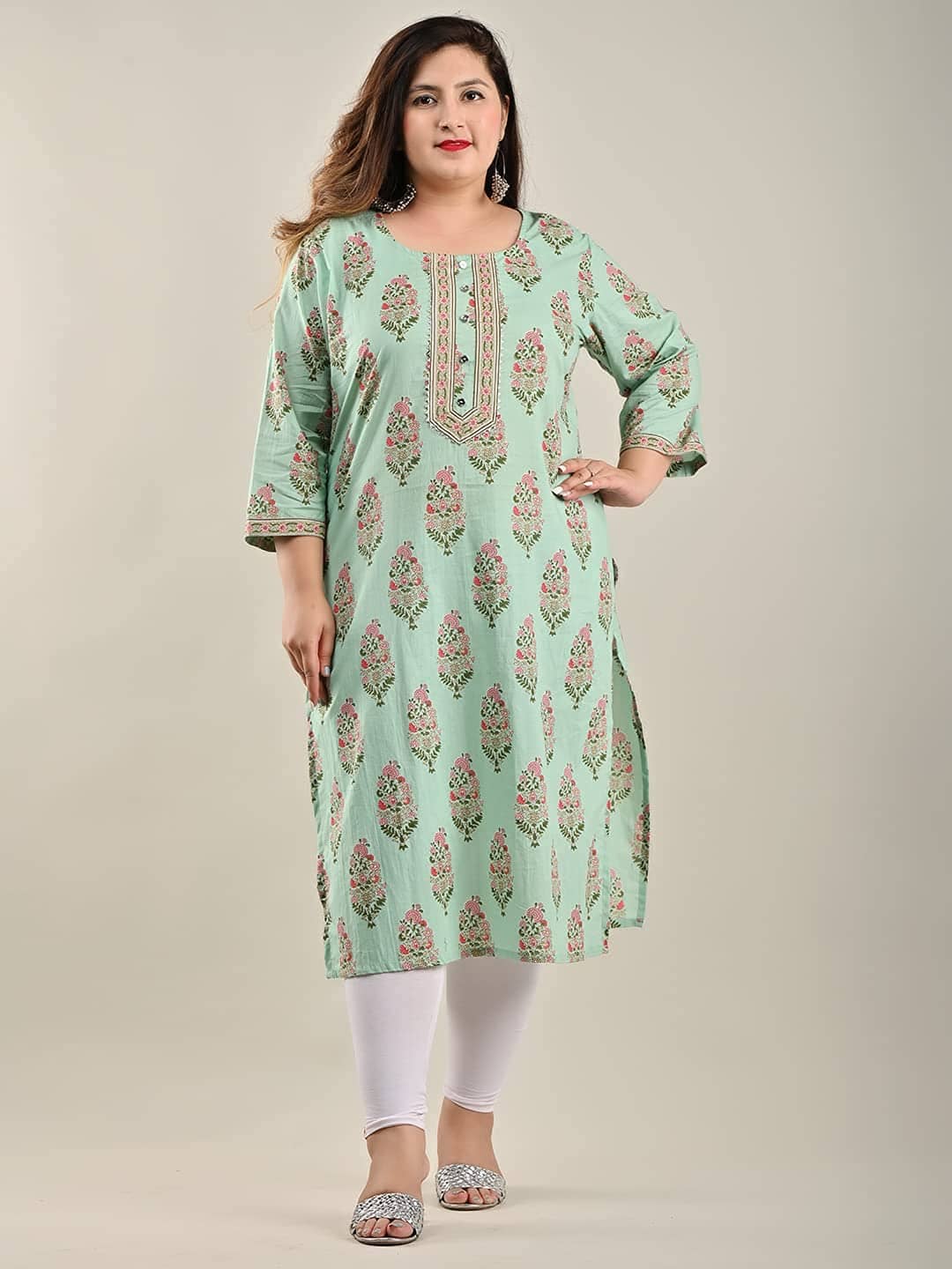 Swasti - Green Cotton Women's Straight Kurti ( Pack of 1 ) - Kurtis, Tunics | Buy online on ZillyBuy