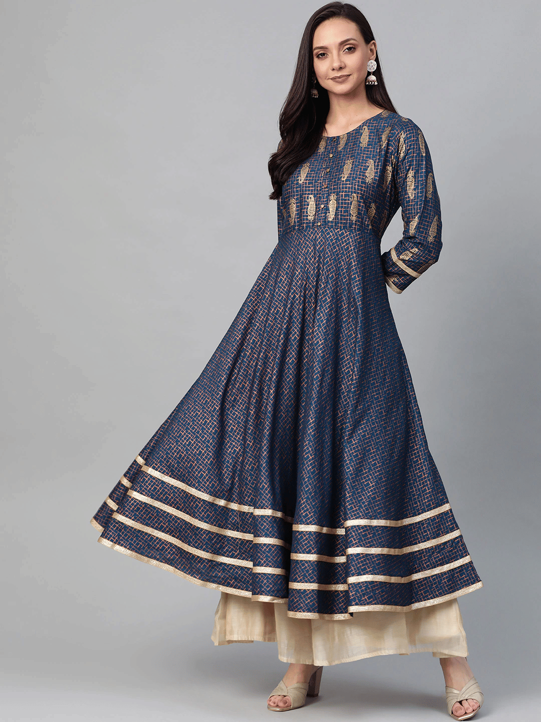     			Yash Gallery - Blue Rayon Women's Anarkali Kurti ( Pack of 1 )