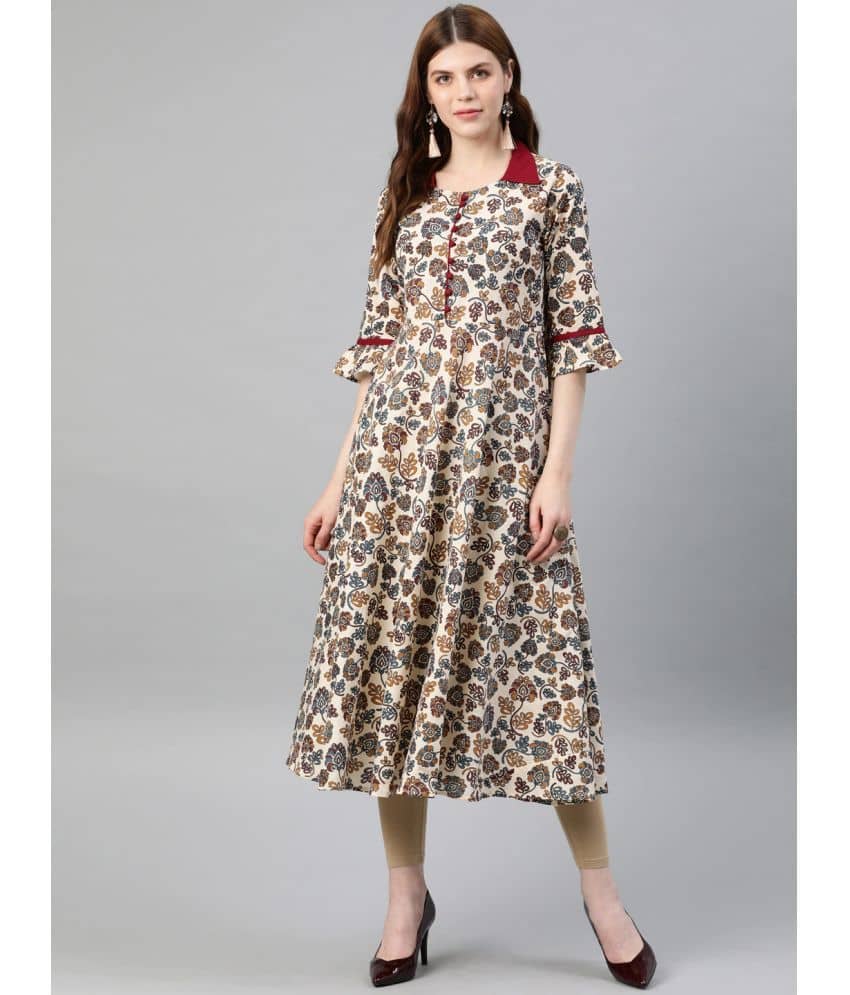 Yash Gallery - Maroon Cotton Women's Flared Kurti ( Pack of 1 ) - Kurtis, Tunics | Buy online on ZillyBuy