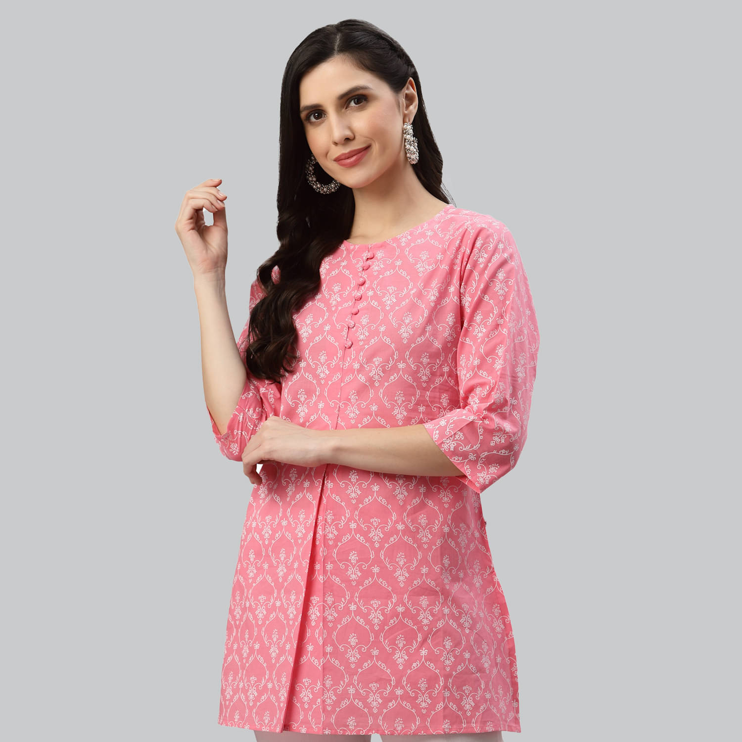Yash Gallery Women's Cotton Tunic ( Pink )     			Yash Gallery Women's Cotton Tunic ( Pink )