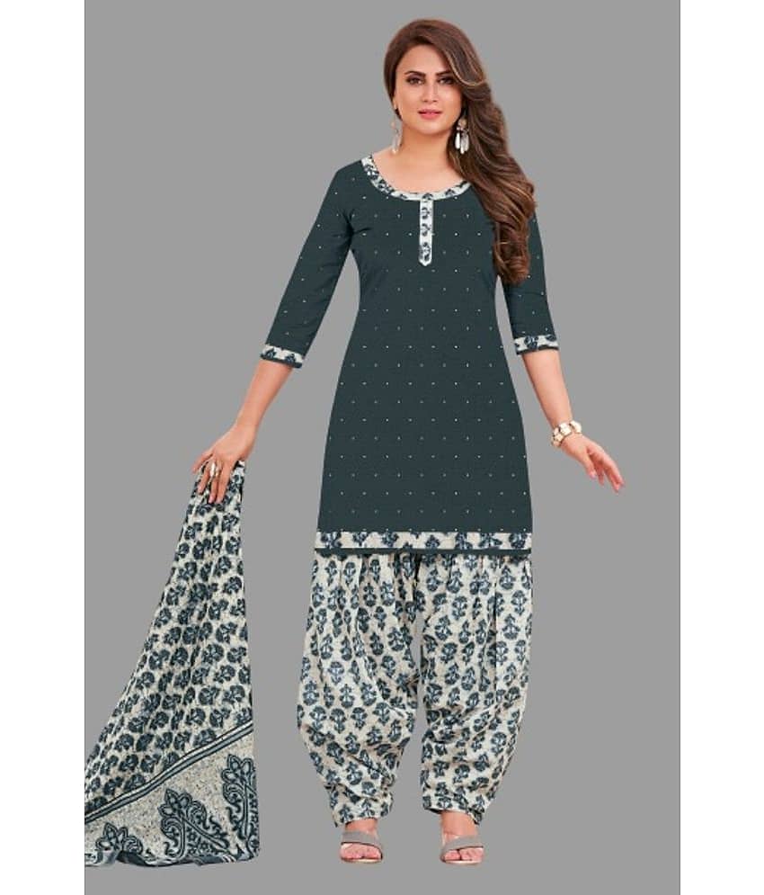 shree jeenmata collection - Unstitched Blue Cotton Dress Material ( Pack of 1 ) - Unstitched Fabrics | Buy online on ZillyBuy