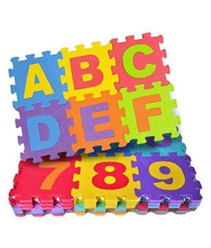 AURAPURO ABC and Alpha-Numeric Floor Puzzle Thick Foam Play EVA PU Mats for Kids, 36 Pieces (Multicolor)