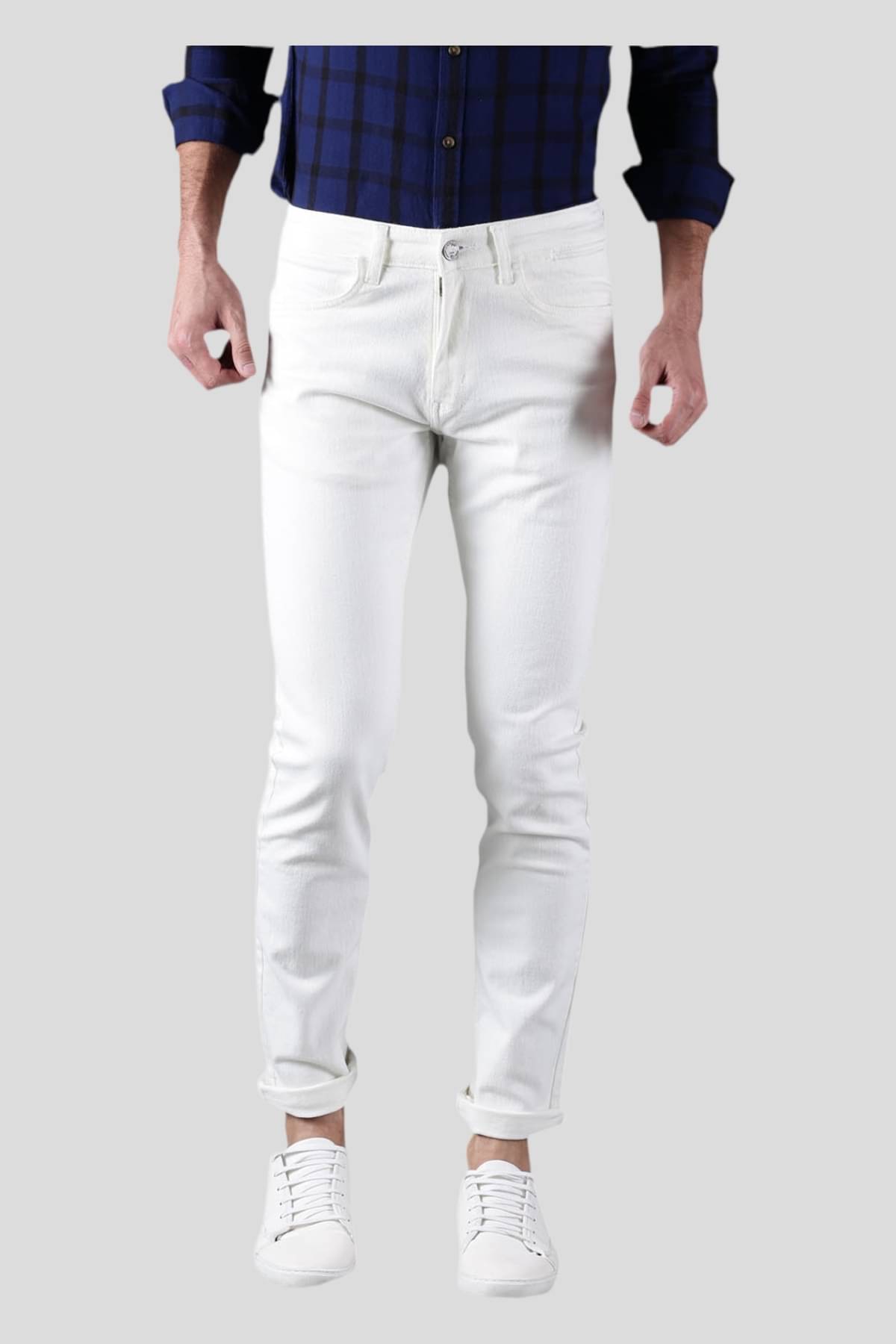     			Calcium - White Cotton Blend Skinny Fit Men's Jeans ( Pack of 1 )