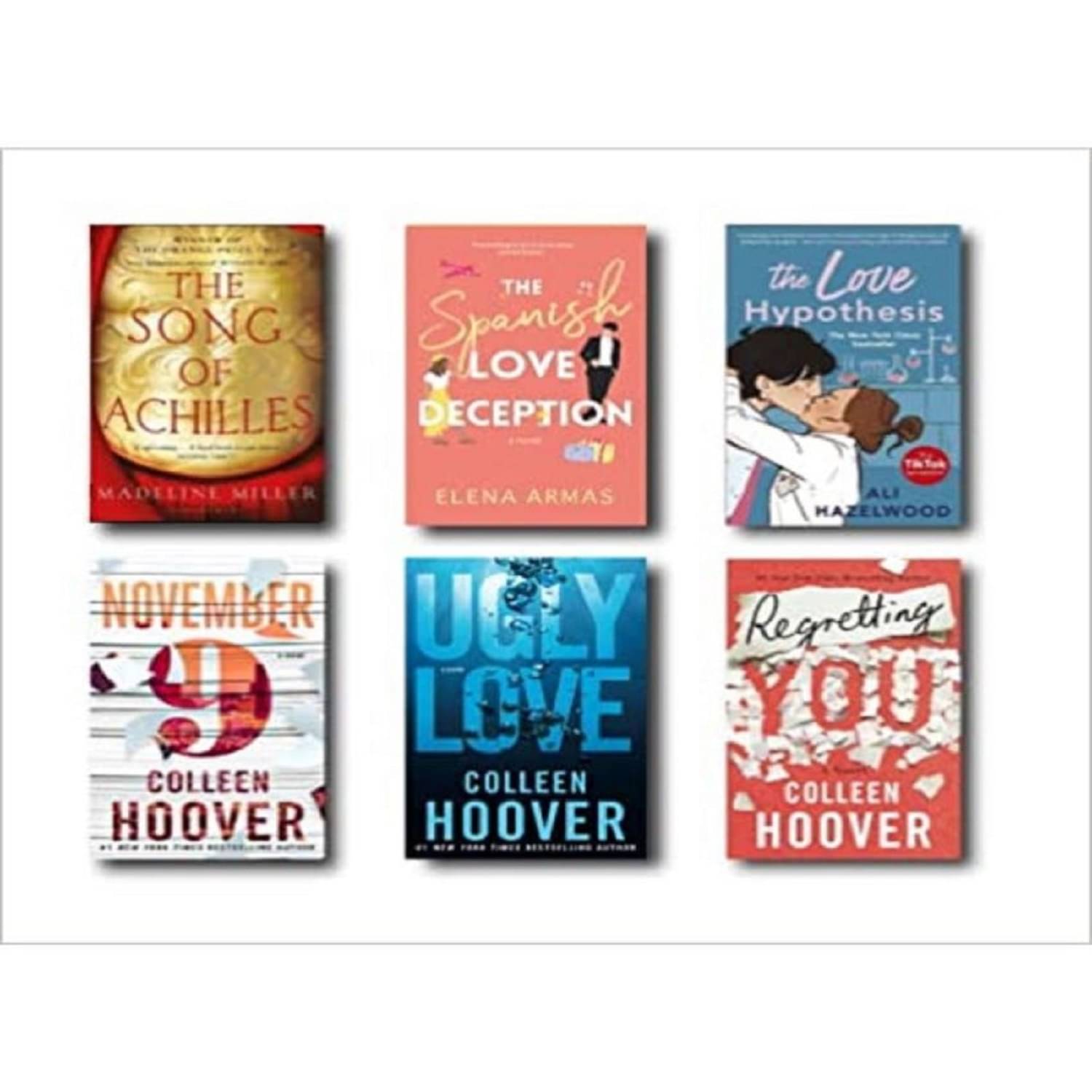 (Combo of 6) Song of Achilles + The Spanish Love Deception + The Love Hypothesis + November 9 + Ugly Love + Regretting You ( paperback) (Combo of 6) Song of Achilles + The Spanish Love Deception + The Love Hypothesis + November 9 + Ugly Love + Regretting You ( paperback)