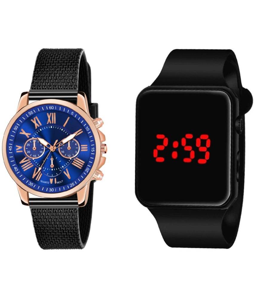     			DECLASSE - Black Resin Analog-Digital Couple's Watch