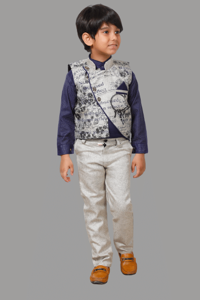 DKGF Fashion Pack of 1 Boys Cotton Blend Shirt & Pants Set ( Blue )     			DKGF Fashion Pack of 1 Boys Cotton Blend Shirt & Pants Set ( Blue )