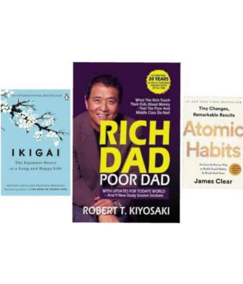 Ikigai + Atomic Habits + Rich Dad Poor Dad Paperback English Book Set - Stationery | Buy online on ZillyBuy