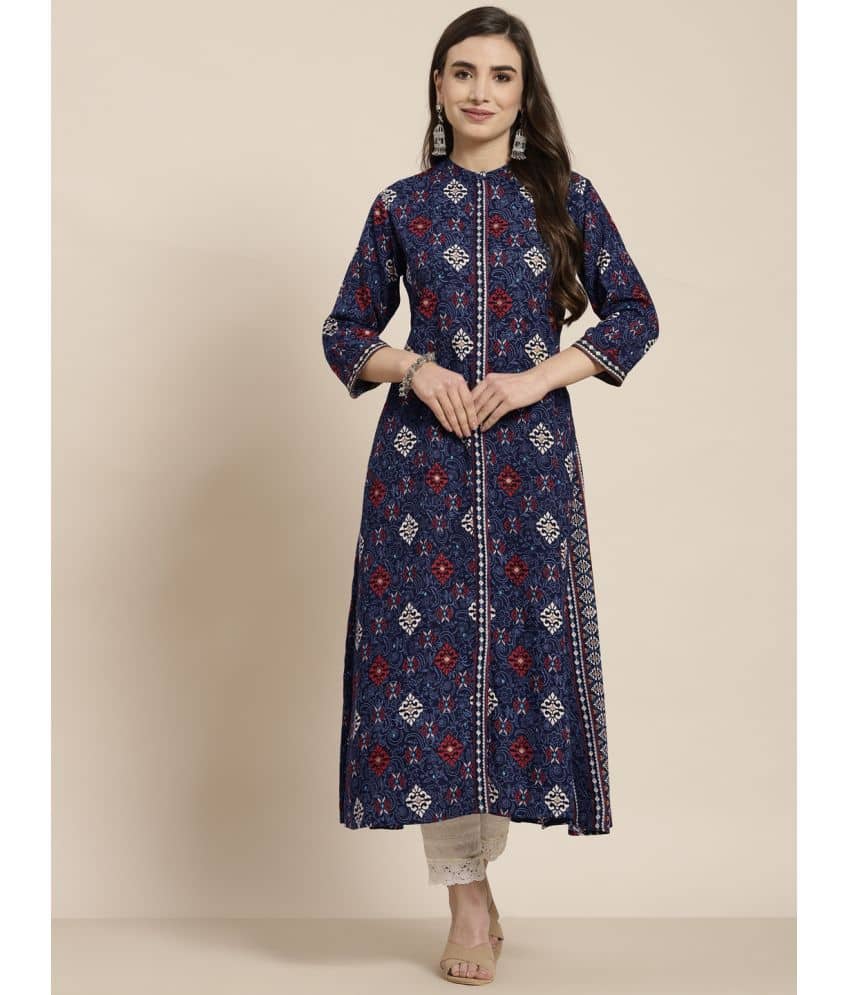 Juniper - Indigo Rayon Women's Flared Kurti ( Pack of 1 ) - Kurtis, Tunics | Buy online on ZillyBuy