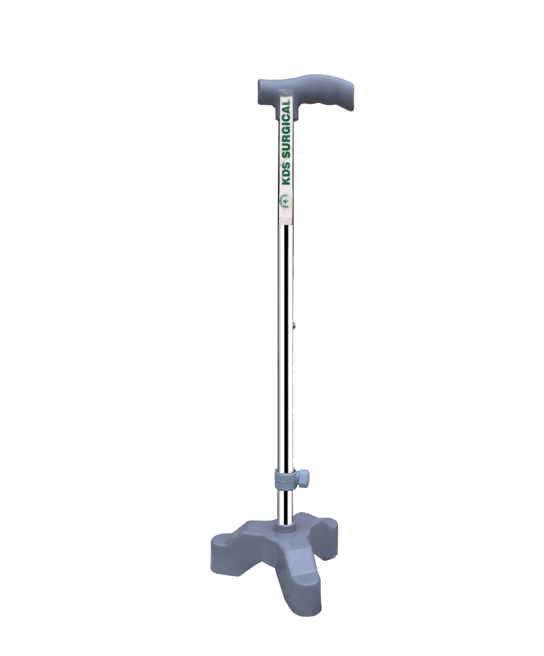 KDS SURGICAL 3 Leg Tripod Chrome Grey Height Adjustable Steel Walking Sticks