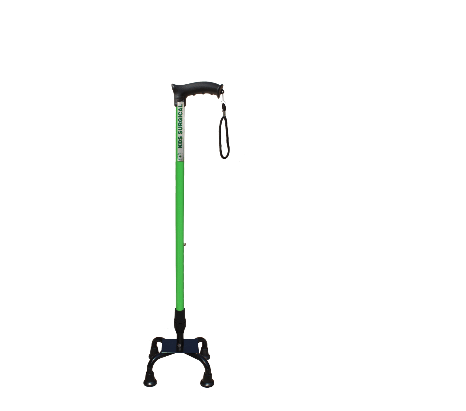 KDS SURGICAL 4 Leg Green Dori Black Base Height Adjustable Steel Walking Sticks