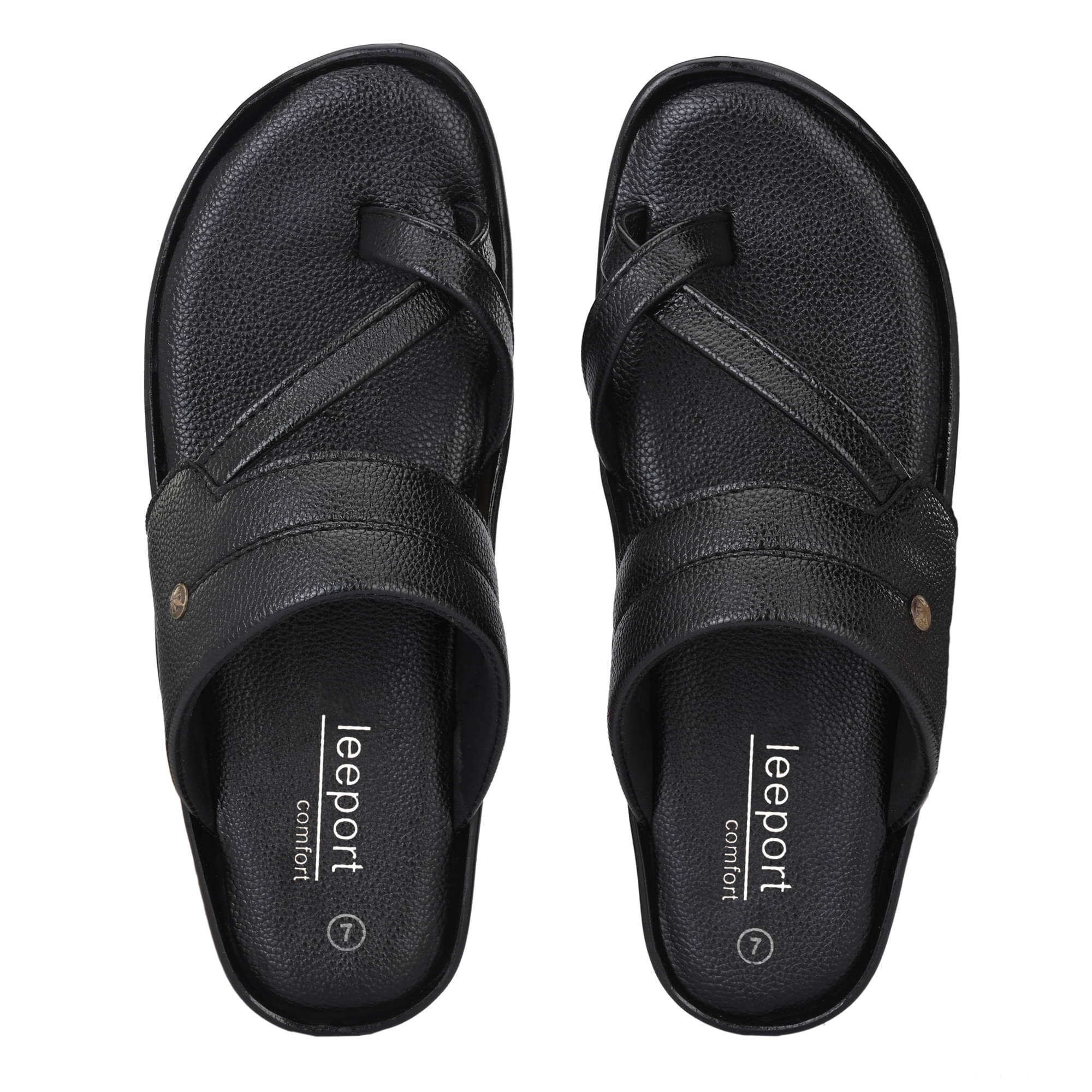     			Leeport - Black Men's Leather Slipper