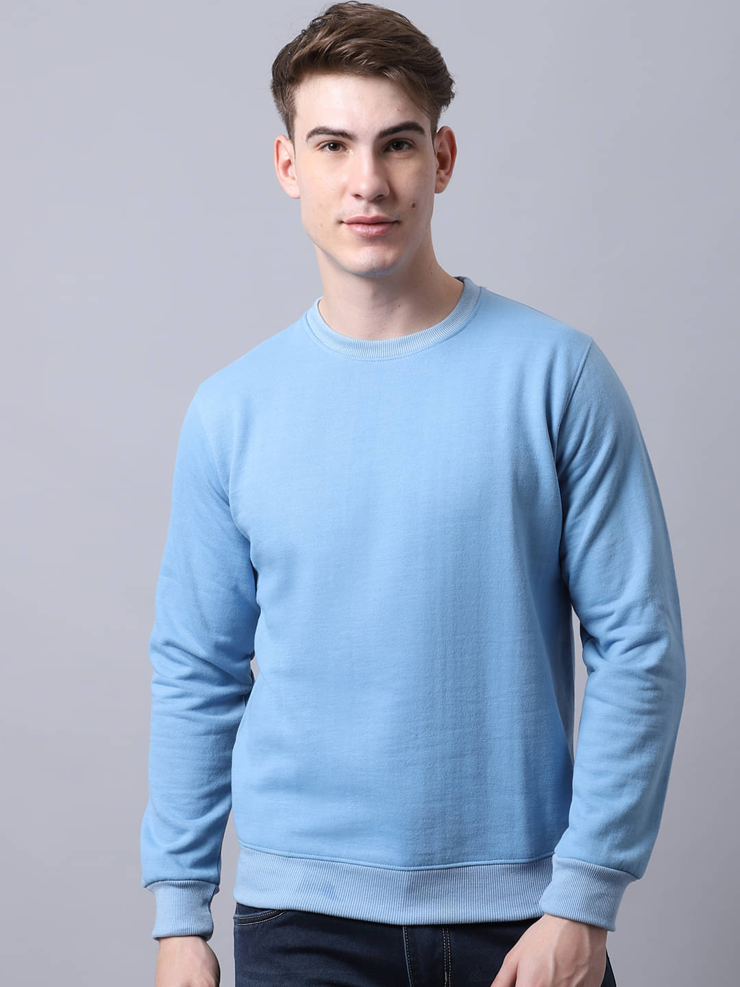     			OBAAN - Light Blue Fleece Regular Fit Men's Sweatshirt ( Pack of 1 )
