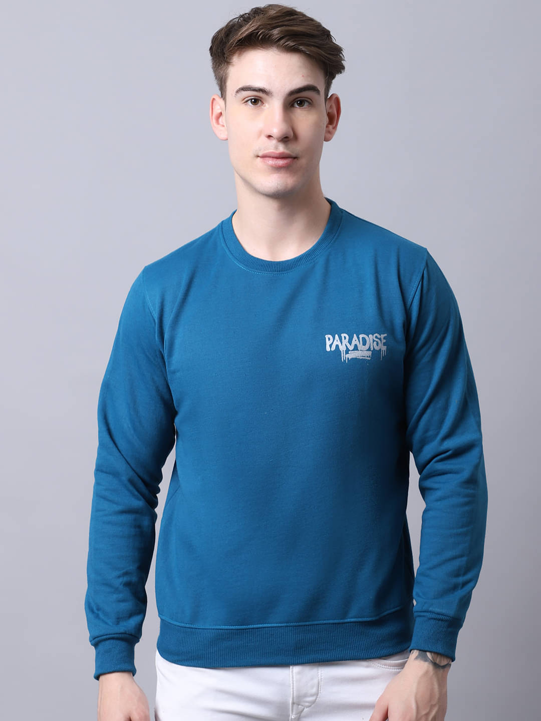 OBAAN - Teal Blue Fleece Regular Fit Men's Sweatshirt ( Pack of 1 ) OBAAN - Teal Blue Fleece Regular Fit Men's Sweatshirt ( Pack of 1 )