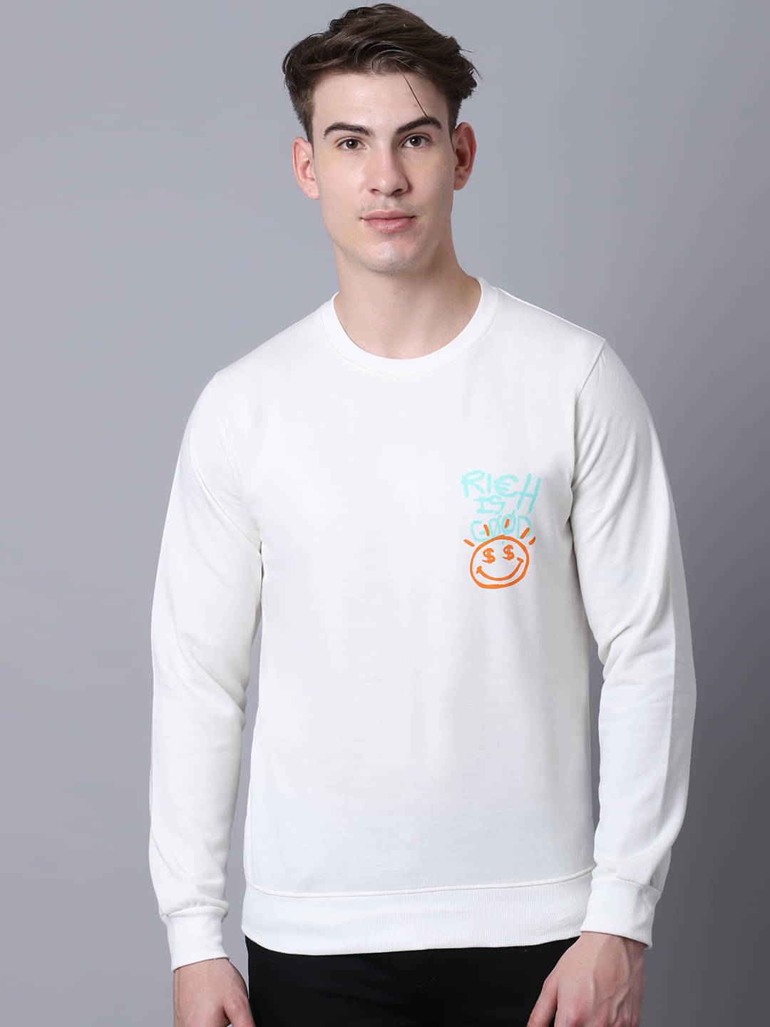 OBAAN - White Fleece Regular Fit Men's Sweatshirt ( Pack of 1 ) OBAAN - White Fleece Regular Fit Men's Sweatshirt ( Pack of 1 )